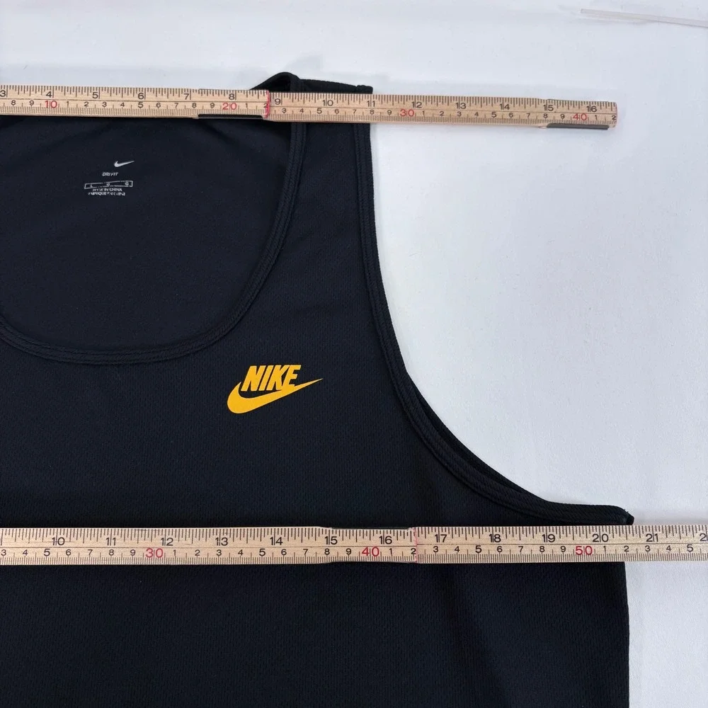 Nike Tank Top Black Yellow Dri-FIT Mesh Athletic Sleeveless Shirt Mens Large